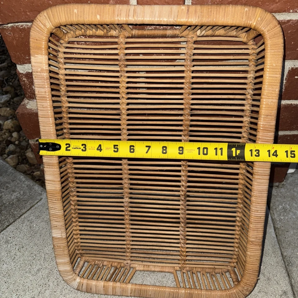 Bandeja para servir MCM danesa de ratán Artek 1960 moderna elegante boho bambú vintage Foto 3 de 4