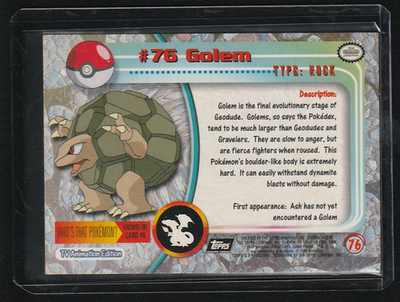 Golem #76 Pokemon 1999 Topps TV Series 1 - Pokemon Topps TCG - Golem Golem #76 Pokemon 1999 Topps TV Series 1 - Pokemon Topps TCG - Golem