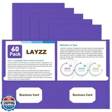 Folders with Pockets, LAYZZ 60 Pack Paper Pocket Folders, 2 Pocket Folders Fi