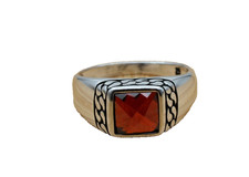 Men s 925 Sterling Silver Garnet Stone Ring Vintage Handmade Red Gemstone Jewelr