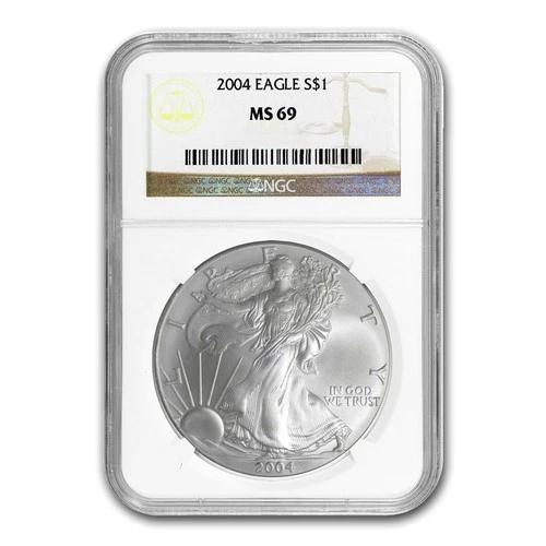 2004 Silver American Eagle 1oz .999 Solid Silver Bullion Coin (NGC Graded MS 69)