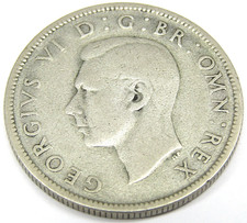 WW2 1945 Two Shillings Great Britain United Kingdom Circulated 50% Silver Coin
