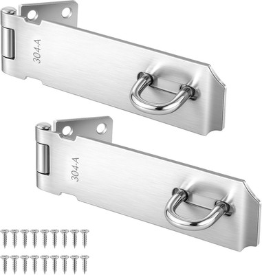 2 Pcs Stainless Steel Hasp Latch 5 Inch Heavy Duty Door Lock with Screws