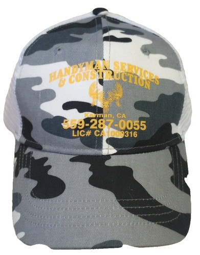 Handyman Services & Construction Kerman CA. Mesh Camo Adjustable Hat/Cap