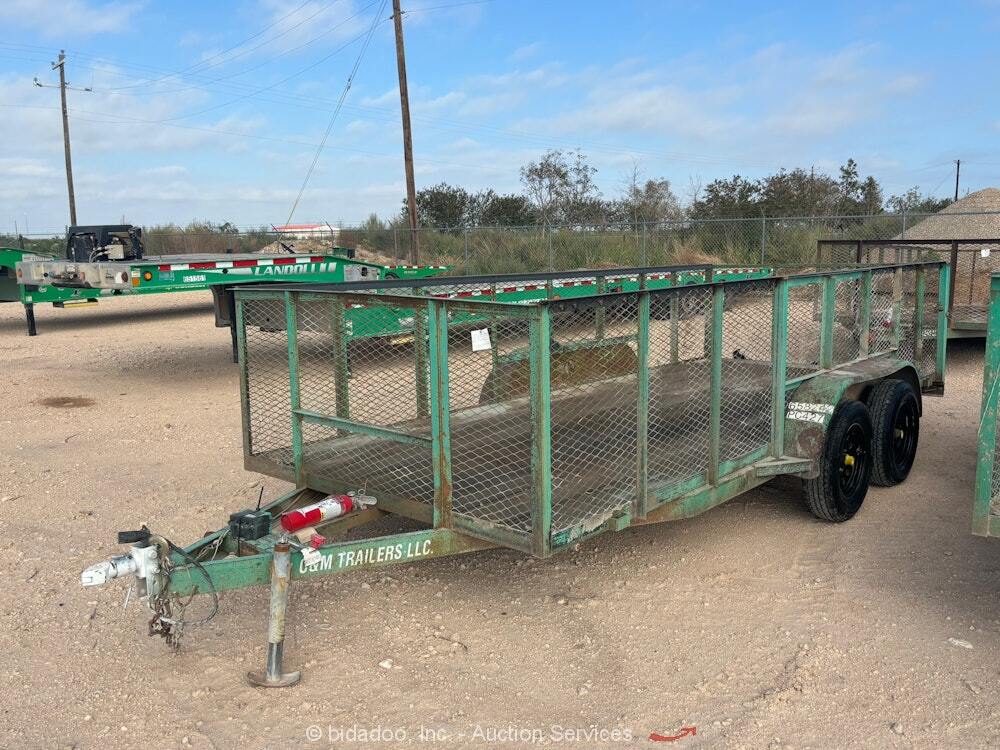2015 C&M 6.4X16TT 16' T/A Flatbed Wood Deck Utility Trailer Swing Gate bidadoo