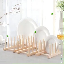 Wooden Dish Plate Cup Stand Cupboard Rack Holder Kitchen Storage Drying