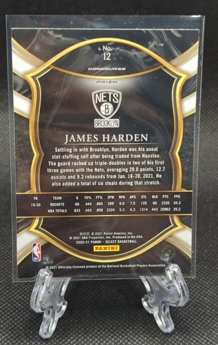 2020-21 Panini Select Concourse James Harden Brooklyn Nets #12 Red White Orange - Bild 2 von 2