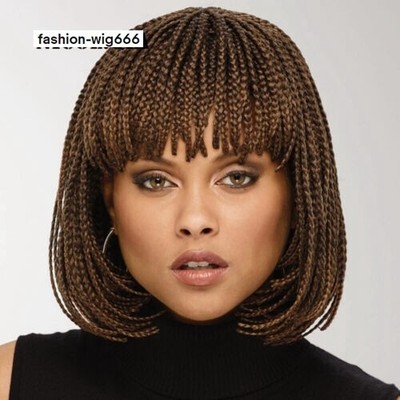 Female Short Wave Head Braided Wig Full Top Synthetic Fiber Box Braid Wigs