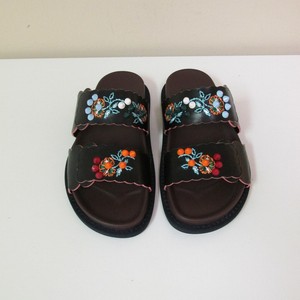 fendi embroidered leather slide sandal