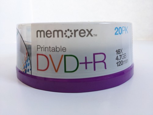 DVD+R Printable DVD 16x 4.7GB 120 Min 20pack Sealed New Memorex - Picture 9 of 13