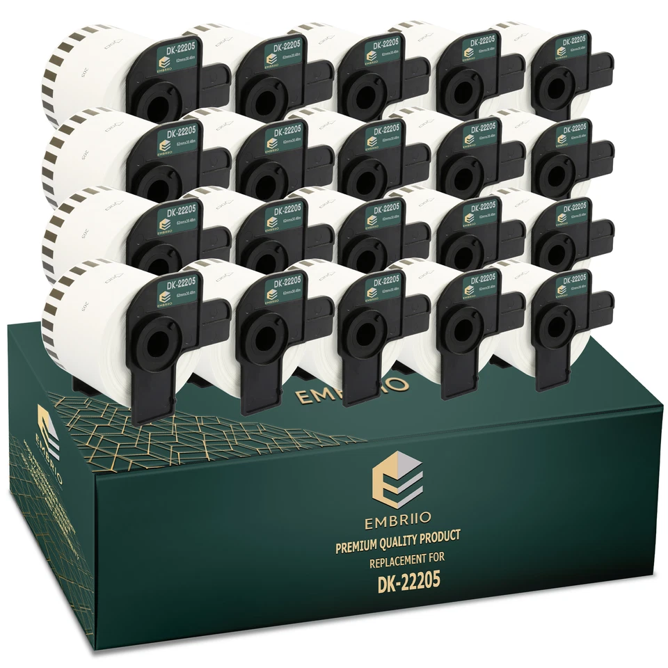 PRINTING SAVER 20 Rolls Continuous Length Paper Tapes fits Brother DK-22205 QL-570 QL-560