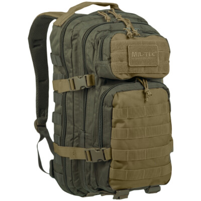 Mil-Tec US Assault Pack Small Hiking Backpack Army Military Ranger Green/Coyote