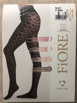 Fiore Echo fantasy elegant women's tights with a leopard print 30 Den Black