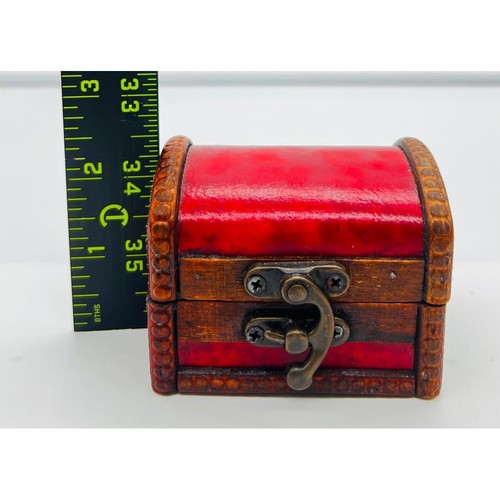 Baule Vaporiera Miniatura Cassapanca Tesori Mobili Legno Mobile Metallo Chiusura - Foto 8 di 10