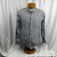 Express Shirt Mens Medium Black Striped Fitted Long Sleeve Button Up