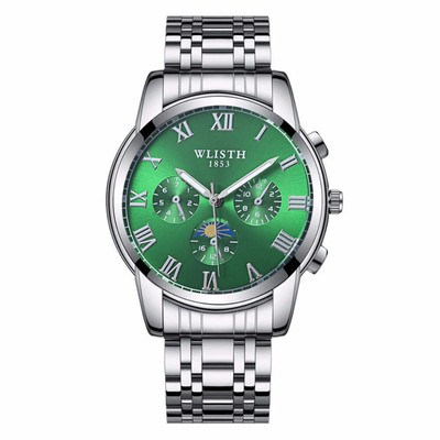 Men's Waterproof Luminous Quartz Watch with Stainless Steel Strap and Spiral Cro