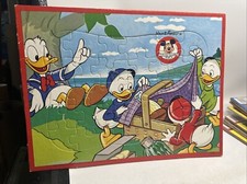 Vintage Walt Disney Jaymar Puzzle Huey Louie Dewey Donald Picnic 12.75x9.75  