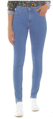 Levis Ladies 721 High Rise Sky Blue Skinny Jeans Size 24 Women Girl Brand New UK