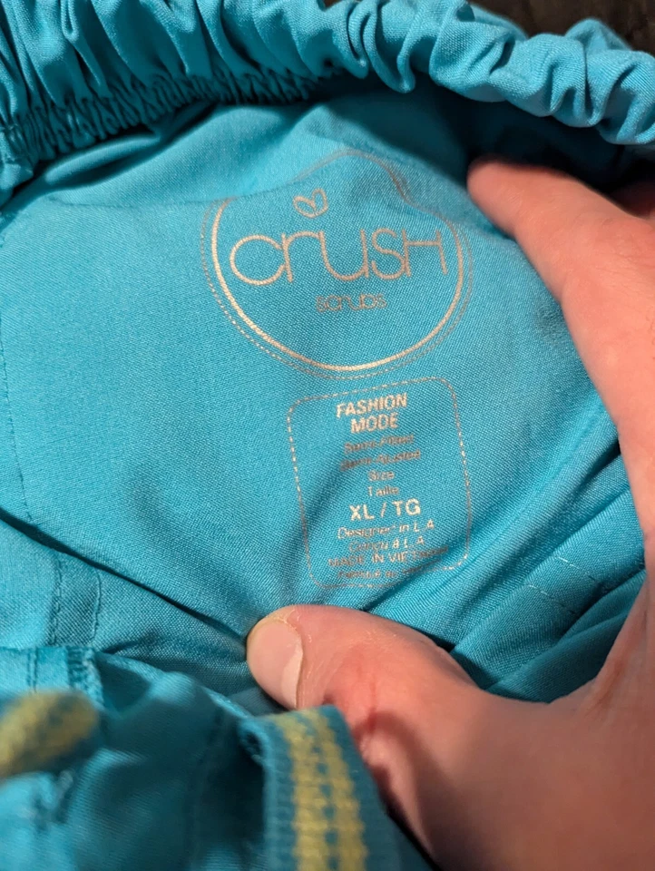 CrushScrubs Scrub Pants Womens XLT Baby Blue Pull On Elastic Waist Drawstring - Image 4 of 4