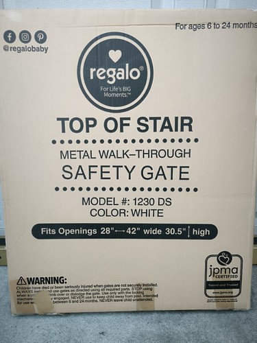 Regalo 1230DS 2-in-1 Stairway and Hallway Wall Mounted Baby Gate - White - Picture 13 of 14