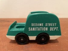 Vintage Fisher Price Little People Sesame Street Green Sanitation Garbage Truck