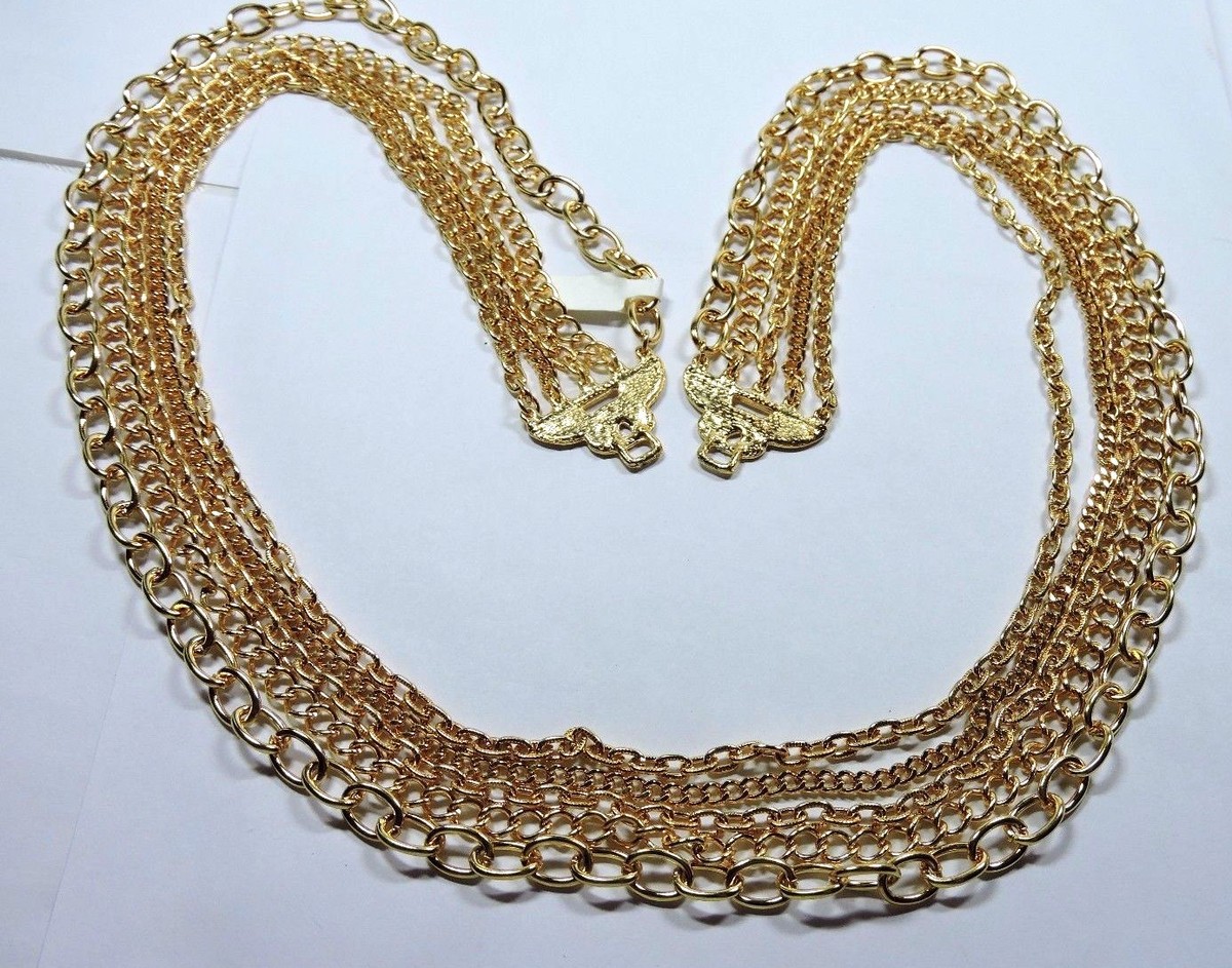 まとめCITY HERITAGE NECKLACE + ATTACHMENT NOS w/ Defects 5 Strand Yellow Gold GT Link Chain Necklace 30