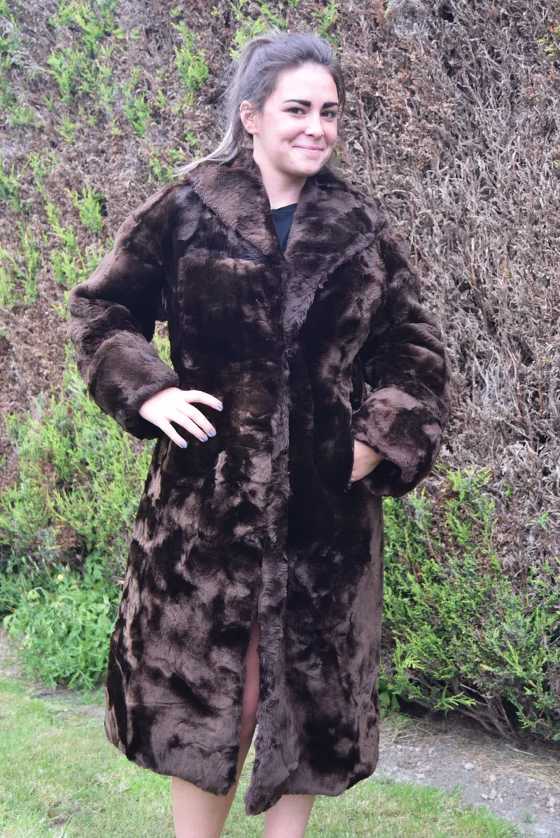 Faux beaver top fur coat