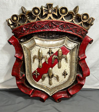 Vtg FINESSE ORIGINALS Fiberglass French Spanish SHIELD Coat of Arms Fluer de Lis