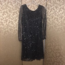 Patra Gray Sequin Beaded MOB MOG Evening Dress Size 6