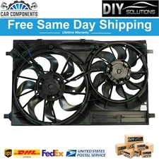 TRQ Engine Radiator Dual Cooling Fan Assembly For 2015-2017 Ford Transit T150
