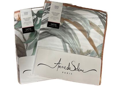 Anne de Solene~PALMARIA~2 KING~Satin SHAMS~300 tc~100% Cotton~OEKO-TEX~NWT~