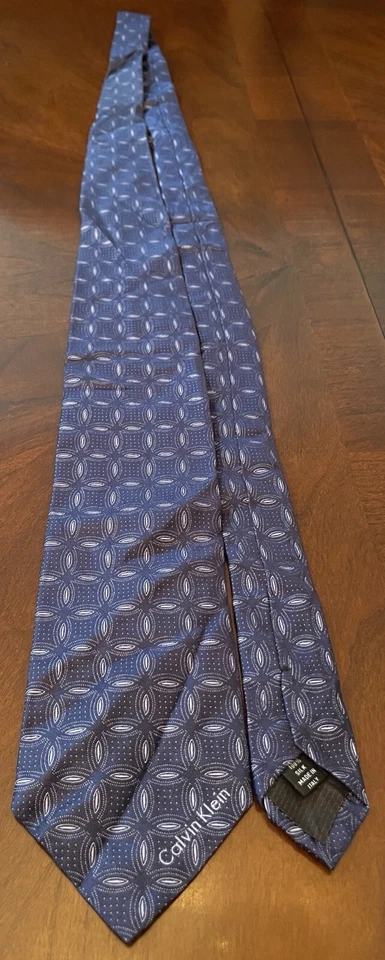 Corbata de cuello vintage para hombre Calvin Klein Collection azul 100 % seda hecha en Italia Foto 3 de 4