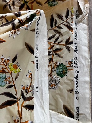 BRUNSCHWIG & FILS Chinese Blossoms glazed cotton floral chintz 3yrds fabric