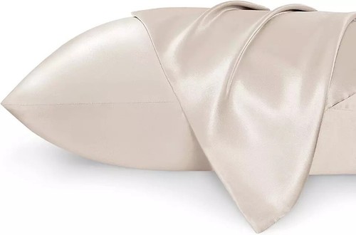 King Size Satin Pillowcase Set of 2 - Silky Beige for Hair & Skin 20x36"