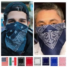Mens Women Bandana Paisley Face Mask Head Wrap Cotton Scarf Weed Camo US Flag 