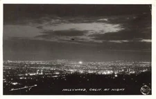 RPPC Frashers Night Aerial View Hollywood CA Real Photo P452