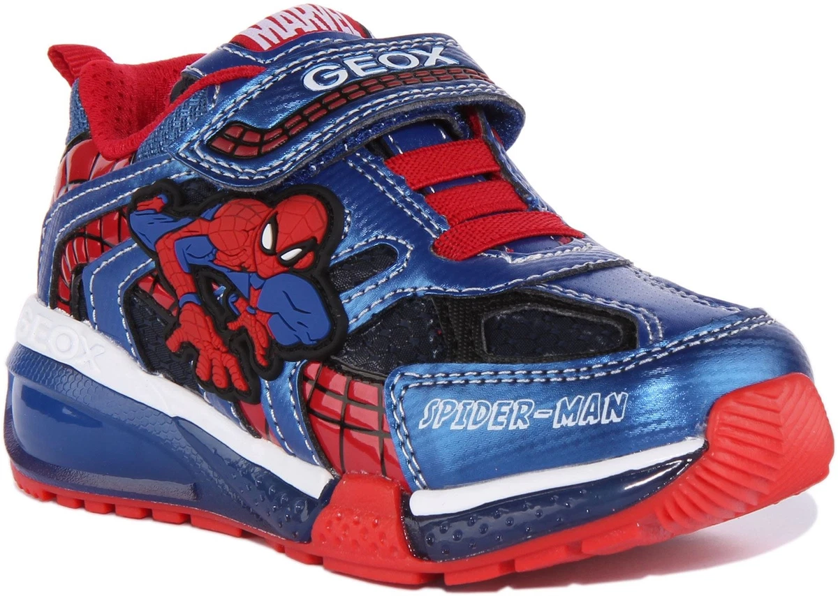 Geox J Bayonce Kid Spiderman Single Strap Light Up Shoe In Navy Red Size UK 13 3