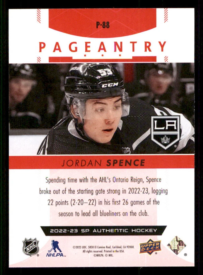 2022-23 SP Authentic Pageantry Red #P88 Jordan Spence - Image 2 of 2