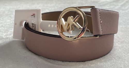 MK Logo Buckle Pink Leather Belt Size 
