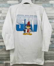 Vintage Roach Penguin Ski Shirt 1987 Long Sleeve Size Small Rare Repaired