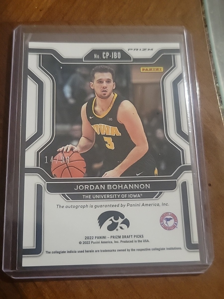 2022 Jordan Bohannon Panini Prizm Penmanship Autograph Purple Ice