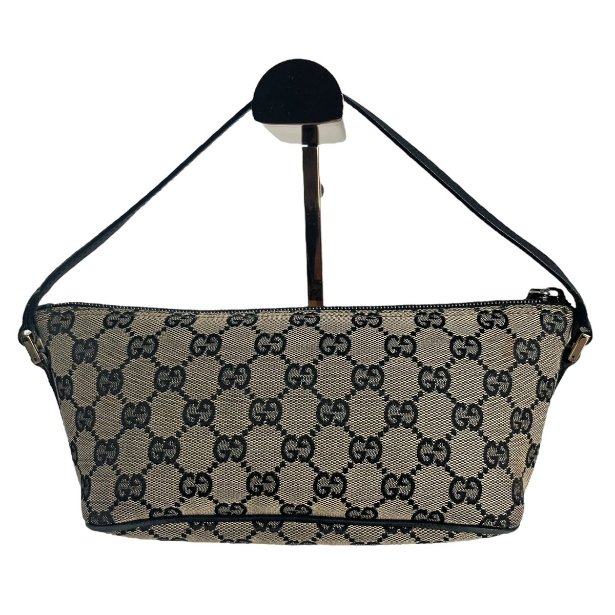 GUCCI GG Canvas Zip Around Accessory Pouch Handbag Beige