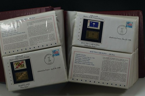 50 GOLDEN REPLICAS OF 1976 UNITED STATES FLAG STAMPS 1st DAY COVER SET 22K GOLD - Picture 5 of 11