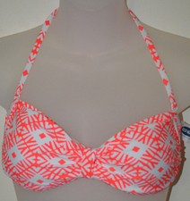 Women's Old Navy Neon Melon  White Geo Bandini Swim Top Size XS