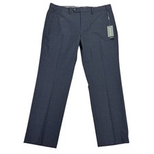 Michael Kors Mens Marvin Classic Fit Stretch Plaid Dress Pants Navy Blue 36x29