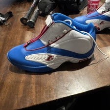 Reebok Answer IV Blue White Red Low Top Basketball Sneakers Zip Lace Up