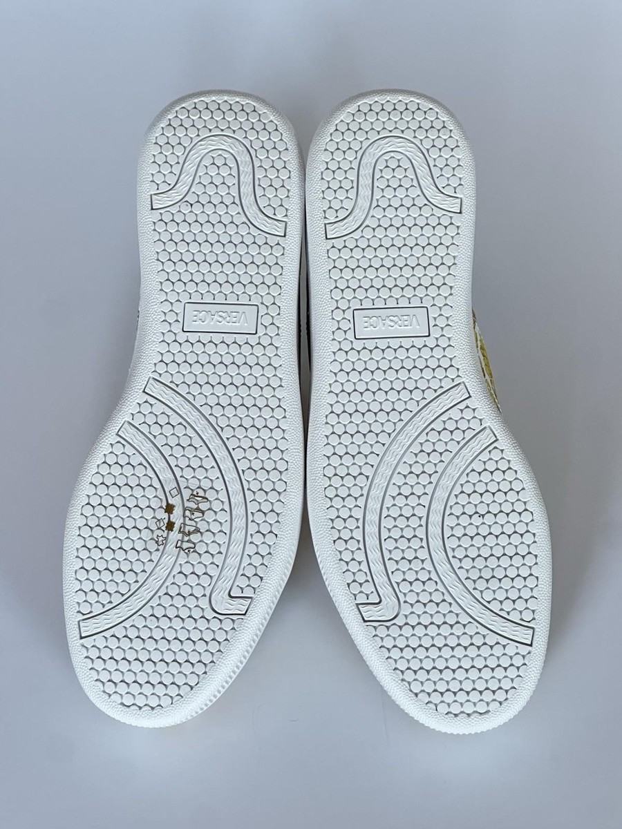 Versace Baroco Men\'s White/Gold Leather Sneakers 9 US (42 Euro) 1016936 NIB Versace Baroco Men main image 2