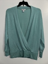 Athleta Purana V-Neck Wrap Sweatshirt Women s Medium Long Sleeve Athleisure Teal