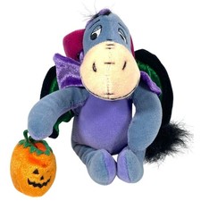 VTG Disney Store Eeyore Bat Costume Mini Bean Bag Halloween Pumpkin Plush NWT
