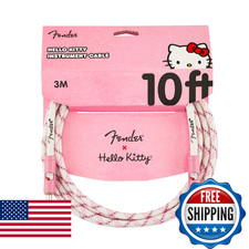 Fender x Hello Kitty White Pink Woven Instrument Cable 10ft